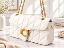 Coach Leather Shoulder Bag – Elegant Chain Strap Handbag, New