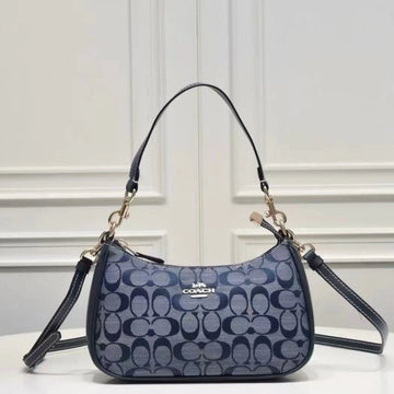 NWT COACH CH139 Teri Shoulder Bag Signature Chambray Blue Outlet Free Shipping