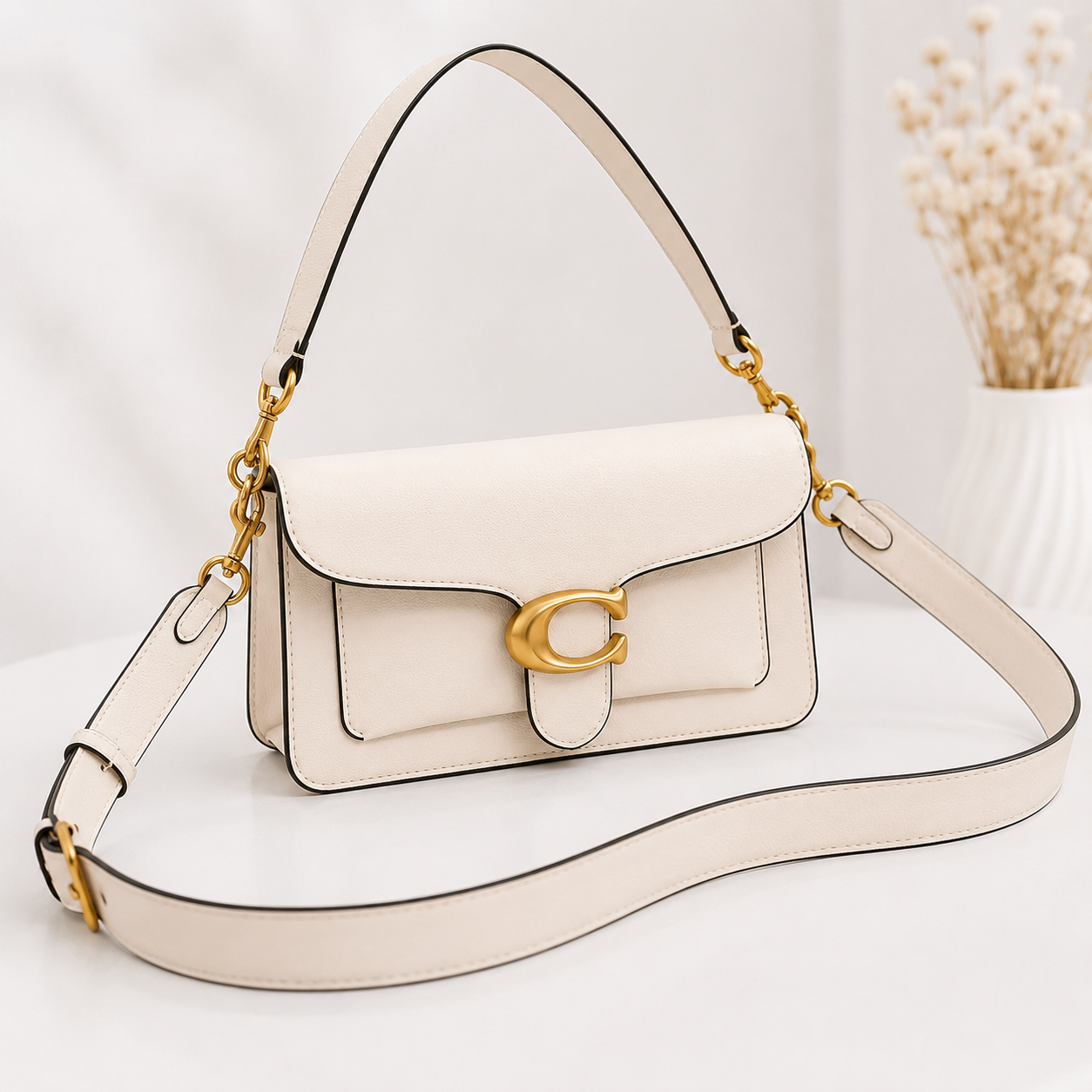 Coach Tabby 26 Leather 2-Way Crossbody & Shoulder Bag White F73995