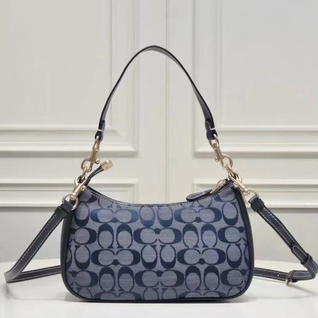 NWT COACH CH139 Teri Shoulder Bag Signature Chambray Blue Outlet Free Shipping