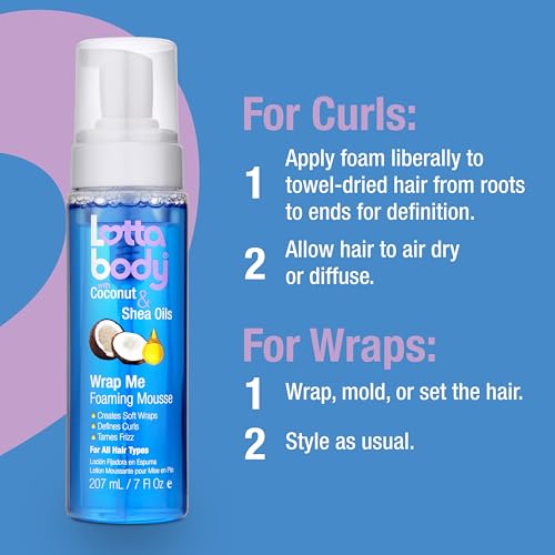 Lottabody Coconut & Shea Wrap Me Foaming Mousse – Hair Styling Foam 7 oz