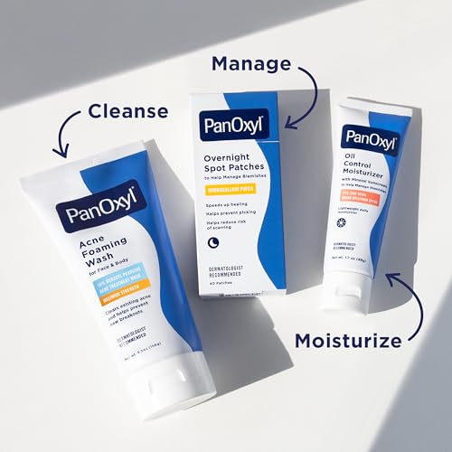 PanOxyl 10% Benzoyl Peroxide Acne Foaming Wash – Maximum Strength Face & Body Cleanser 5.5 oz