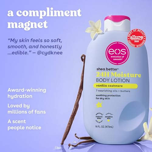 eos Shea Better Body Lotion Vanilla Cashmere – 24-Hour Moisture 16 fl oz