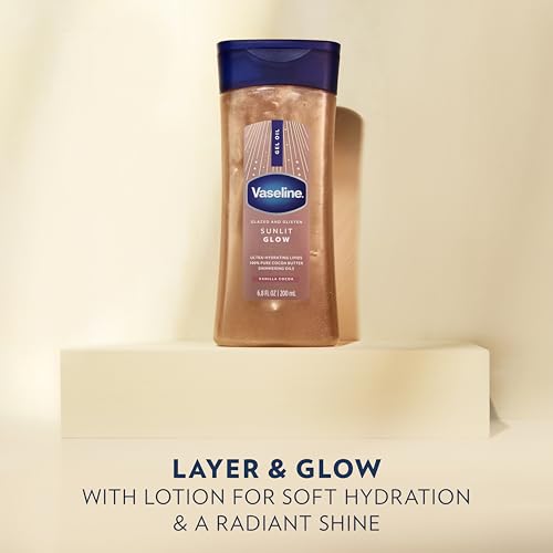Vaseline Glazed & Glisten Sunlit Glow Shimmering Body Gel Oil – 6.8 oz