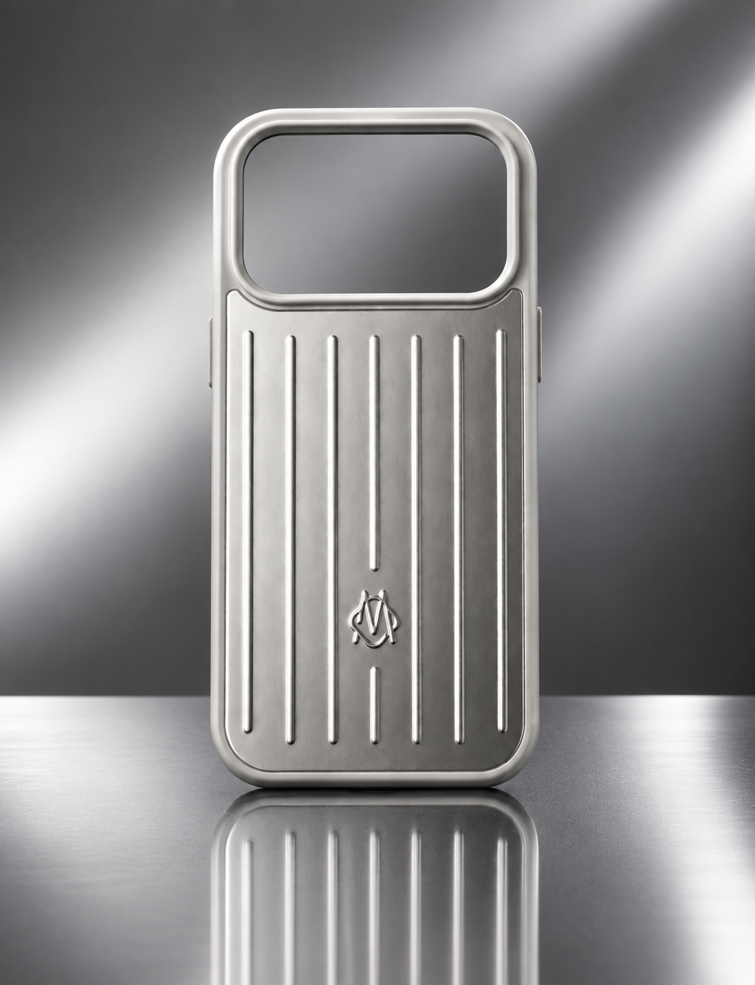 RIMOWA Case for iPhone 17 Pro – Silver Aluminum Luxury Phone Cover