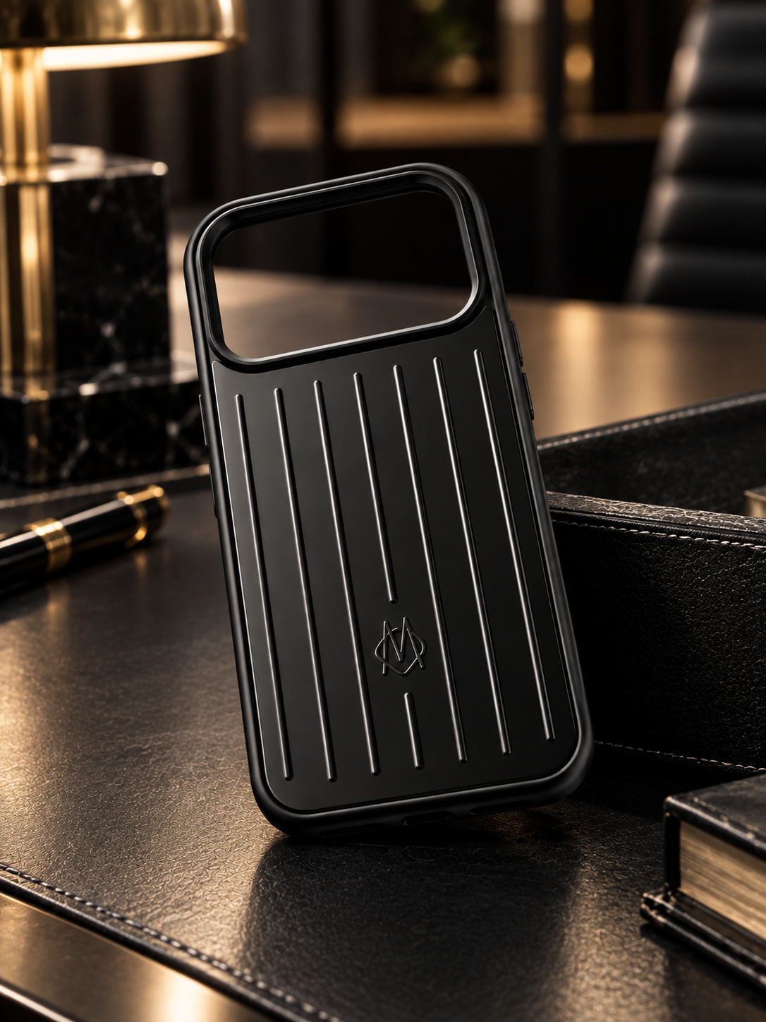 RIMOWA Black Aluminum Phone Case for iPhone 17 Pro – Premium Cover