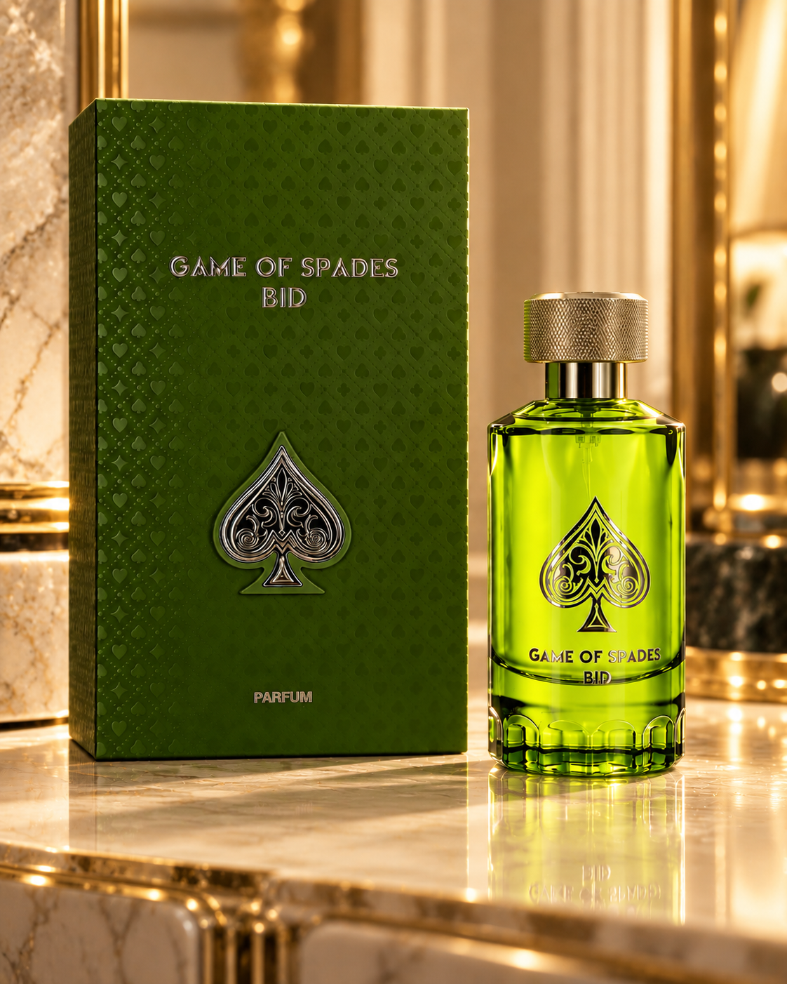 Game of Spades Bid Parfum for Men – Green 3.4 oz Fragrance – New in Box