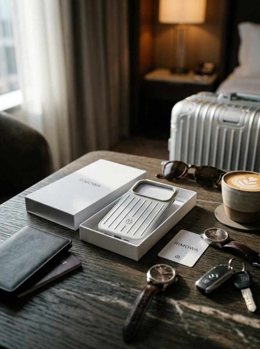 RIMOWA Case for iPhone 17 Pro Max – Silver Aluminum Protective Cover