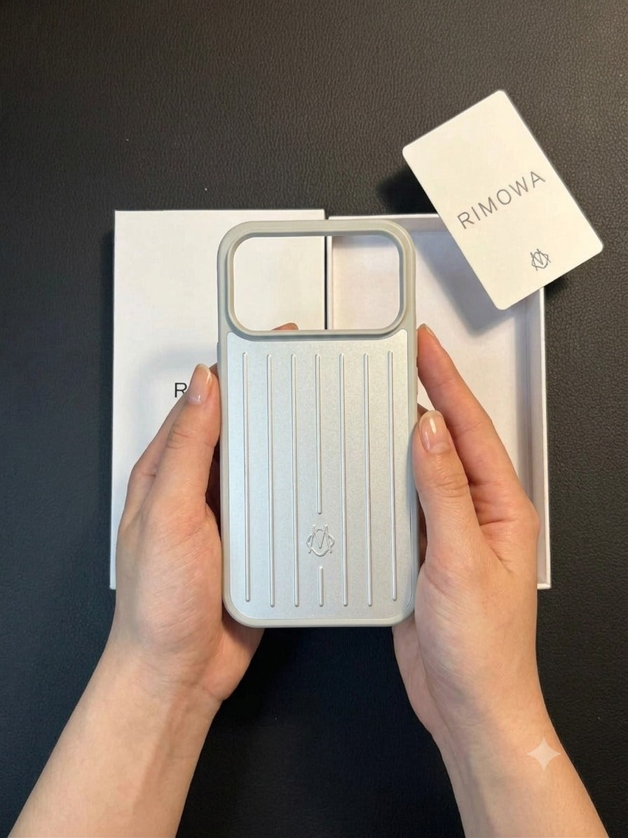 RIMOWA iPhone 17 Pro Max Aluminum Case – Silver | Premium Protective Phone Cover