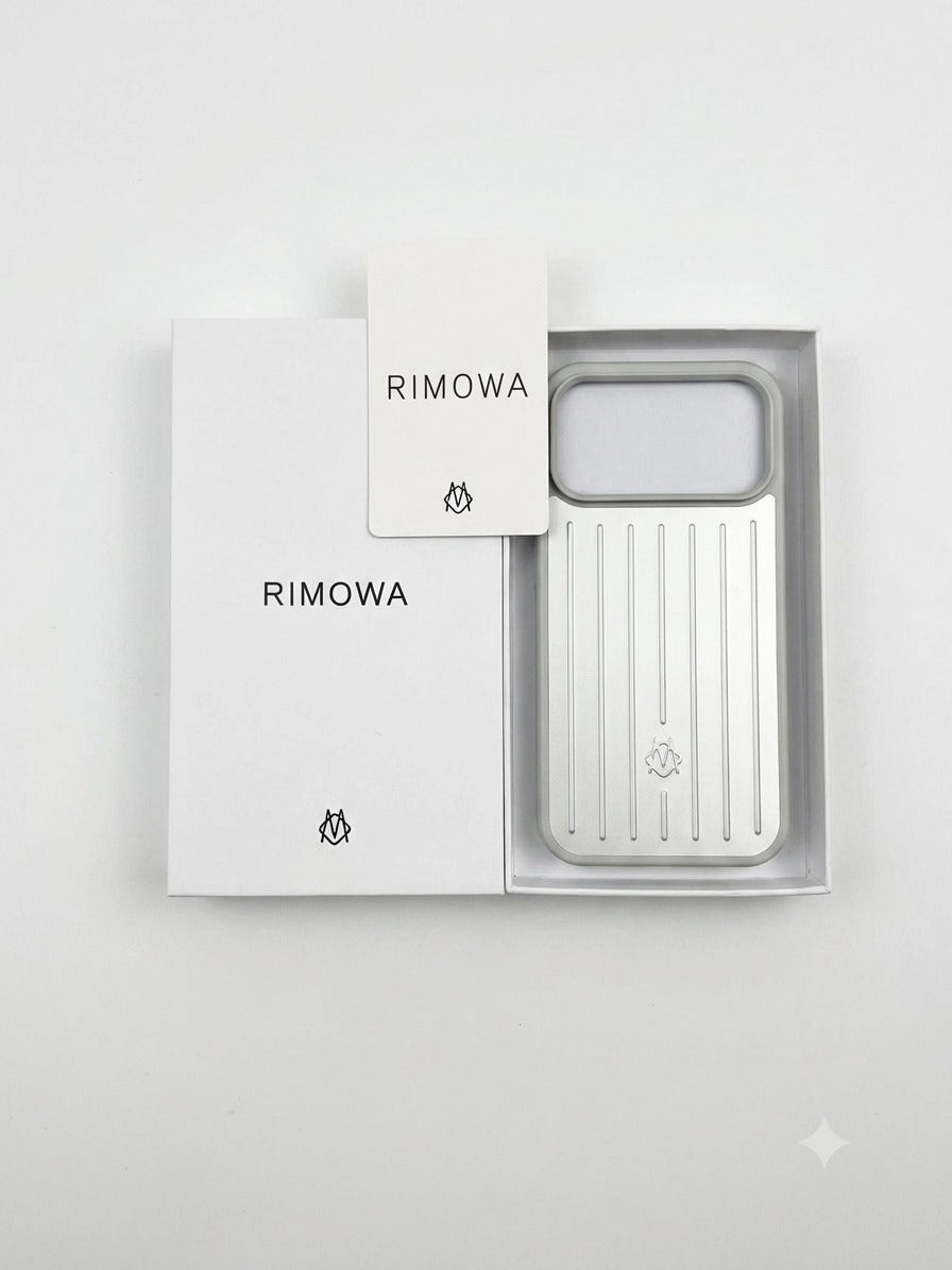 RIMOWA iPhone 17 Pro Max Aluminum Case – Silver | Premium Protective Phone Cover