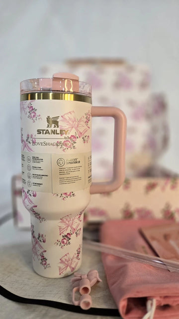 Stanley x LoveShackFancy Pink Bow Floral Quencher Tumbler 40 oz