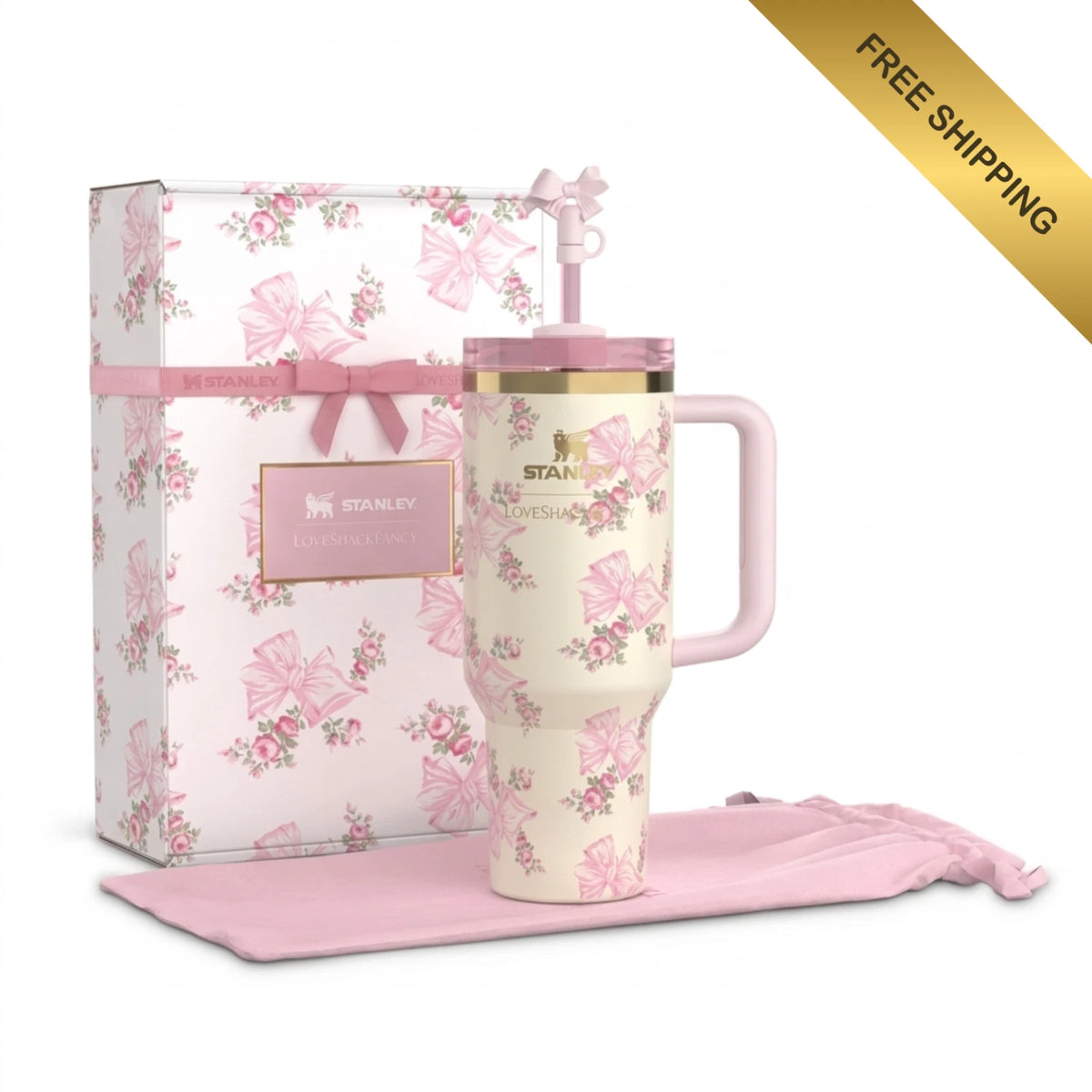 Stanley x LoveShackFancy Pink Bow Floral Quencher Tumbler 40 oz – photo 5