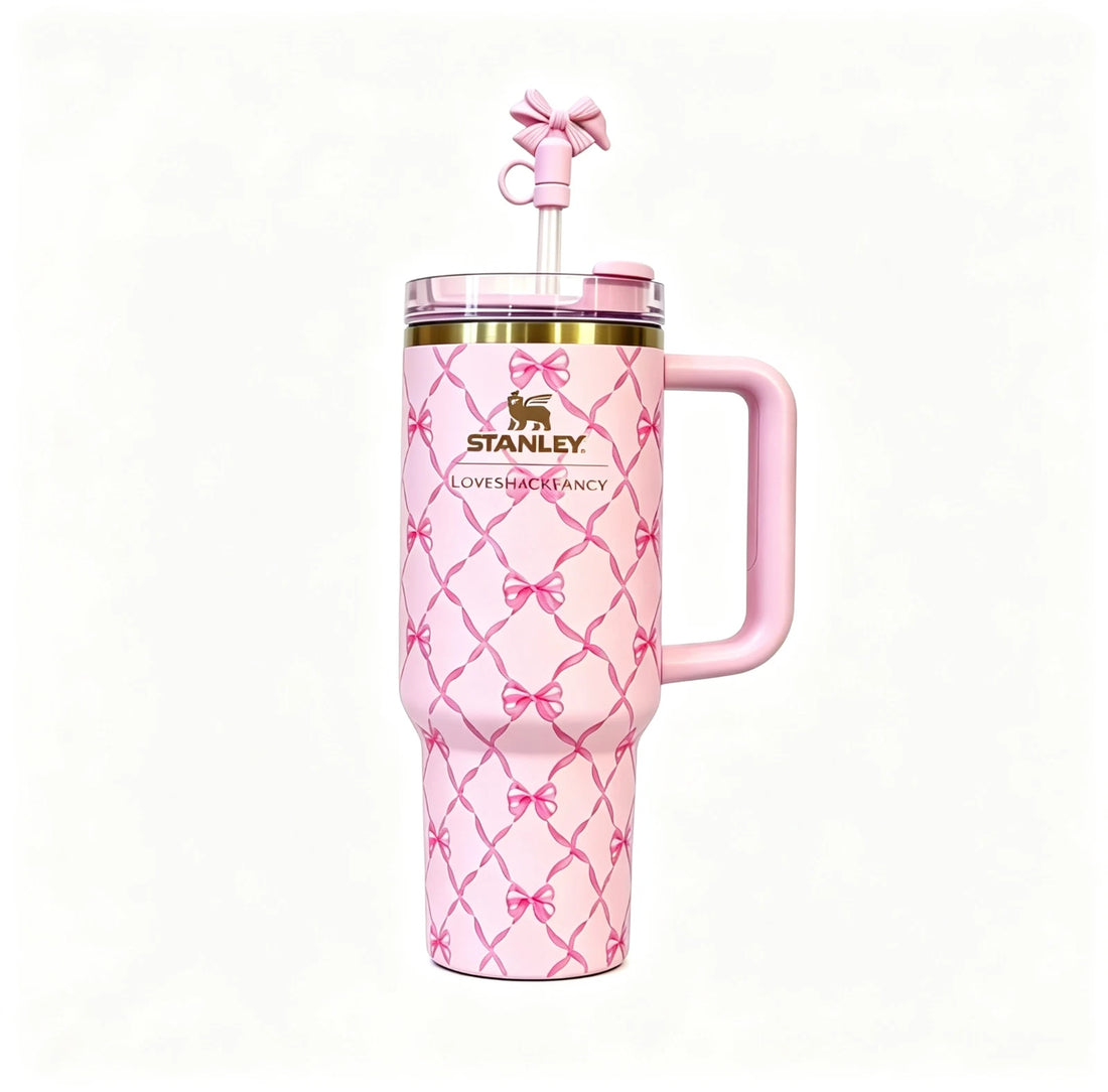 Stanley Quencher H2.0 x LoveShackFancy Pink Baby Bow 40oz Holiday Cup